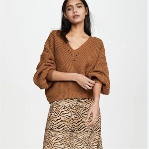 Free people Cozy Brown V-Neck Sweater